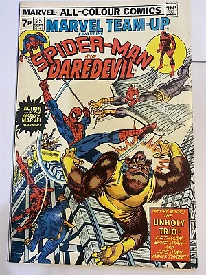 Buy MARVEL TEAM-UP #25 Spider-Man Daredevil Marvel Comics UK Price 1974 VF- • 8.95£
