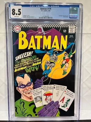 Buy Batman #179, Cgc 8.5, White Pgs, 1966, 2nd Silver-age App. Riddler, Rich Colors! • 479.71£
