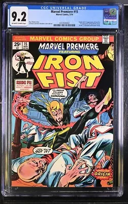 Buy Marvel Premiere #15 Cgc 9.2 Ow/wh Pages   Origin + 1st App Iron Fist 1974 • 556.04£