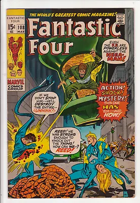 Buy Fantastic Four #108, Marvel Comics 1971 FN+ 6.5 Lee/Buscema Last Kirby Art In FF • 19.77£