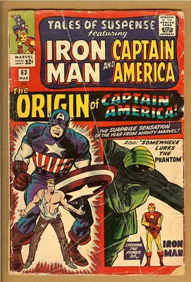 Buy Tales Of Suspense #63 G (1965 Marvel) Jack Kirby Captain America Origin Retold • 23.67£