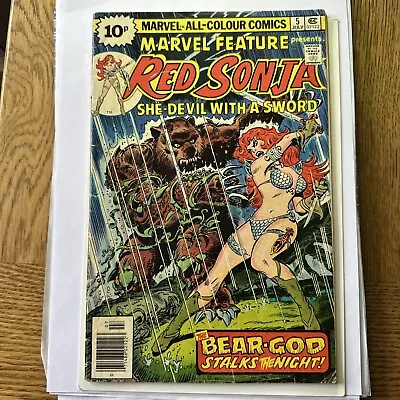 Buy Marvel Feature #5_july 1976 G/f . Red Sonja  Bear-god Stalks The Night  Uk! • 6.99£