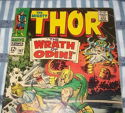 Buy The Mighty THOR #147 Classic Thor Battles Loki From Dec. 1967 In VG- Condition • 31.62£