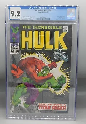 Buy CGC 9.2 Marvel Comics INCREDIBLE HULK #106 Missing Link NICK FURY Herb Trimpe !! • 237.48£