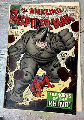 Buy 1966 The Amazing SPIDER-MAN No. 41 (FIRST APPEARANCE OF THE RHINO!) • 241.28£