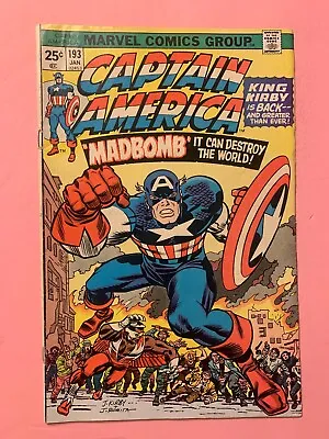 Buy Captain America #193 - Jan 1976 - Vol.1 - Classic Jack Kirby Cover       (6974) • 17.07£