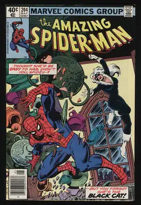 Buy Amazing Spider-Man #204 Fine/VF 7.0 W Pgs Black Cat Newsstand Marvel • 11.86£