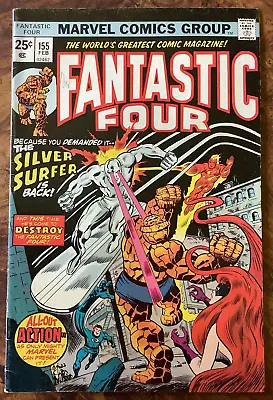 Buy Fantastic Four 155 Partial Origin Of Silver Surfer Inhumans 1975 Marvel Comics • 11.86£