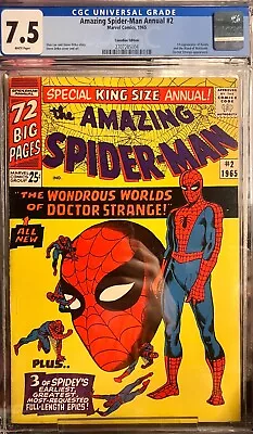 Buy Amazing Spider-Man Annual #2 (1965) HTF CANADIAN ED. CGC 7.5 WHITE PAGES • 433.60£