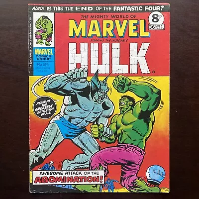 Buy Mighty World Of Marvel #156 Marvel UK Magazine September 27 1975 Hulk FF DD • 7.90£