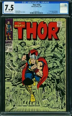 Buy Thor #154 CGC 7.5 (1968, Lee/Kirby, 1st Mangog App).  OW/W Pages. Free Shipping • 86.97£