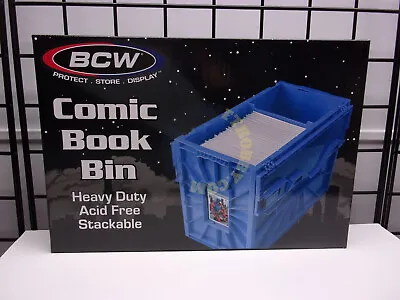 Buy BCW Blue Short Comic Book Bin Heavy Duty Stackable Plastic Box Holds 150 Bagged • 31.51£