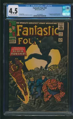 Buy Fantastic Four #52 CGC 4.5 Marvel Comics 1966 1st Appearance Of Black Panther • 422.95£