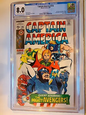 Buy Captain America # 115 Marvel 1969 Classic Colon Cover Red Skull Cgc 8.0 • 122.44£