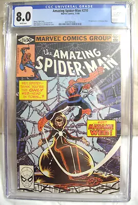 Buy Amazing Spiderman Comic Book #210 Cgc 8.0 White 1st Appearance Of Madame Web • 76.05£