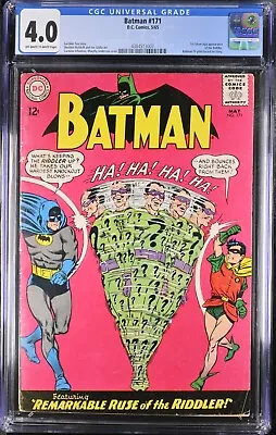 Buy 1965 Batman 171 CGC 4.0 1st Silver Age App Of The Riddler. • 386.05£