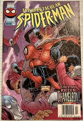 Buy Spectacular Spider-Man #243 VF- Newsstand 1st Cameo App Alexei Kravinoff 1997 • 23.65£