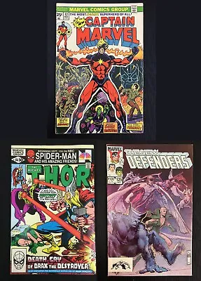 Buy Captain Marvel #32 + Thor #314 + Defenders #125 -  Moondragon + Drax Key Lot • 19.82£