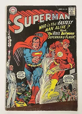 Buy Superman; Vol 1 #199. Aug 1967. Dc. Vg-. Jim Shooter! Swan! 1st Race Vs Flash! • 75£