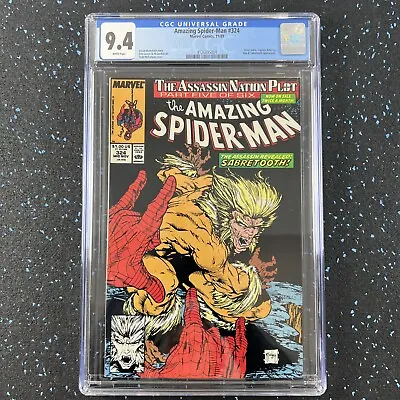 Buy Amazing Spider-Man #324 CGC 9.4 NM+ (1989 McFarlane Sabretooth Cover) CGC 9.4 • 30.87£