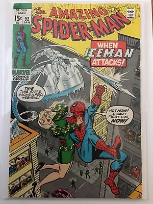 Buy The Amazing Spider-Man # 92 (Vol 1 Jan 1971) When Iceman Attacks! Gil Kane  • 124.49£