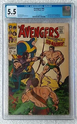 Buy Avengers #40 (Marvel, 5/67) CGC 5.5 FN- {Sub-Mariner & Hercules Appearance} • 117.75£