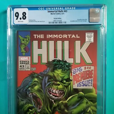 Buy The Immortal Hulk #43 CGC 9.8 Incredible Hulk 760 LGY 2021 Cover Homage 102 • 94.60£