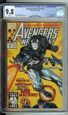 Buy Avengers West Coast #94 CGC 9.8 1993 White Pages Comic War Machine Darkhawk Join • 259.84£