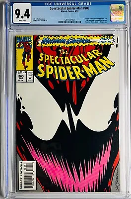 Buy Spectacular Spider-Man #203 CGC 9.4-Appearances By Almost Everybody! White Pages • 44.94£