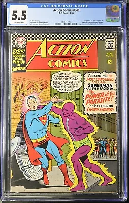 Buy ACTION COMICS #340 KEY 1st APPEARANCE PARASITE CGC 5.5 OFF WHITE • 118.58£