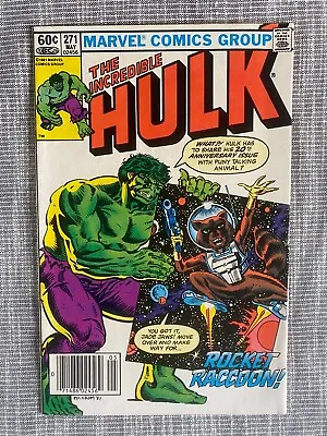 Buy Marvel Incredible Hulk #271 1st App Appearance Rocket Racoon In Comics 1982 • 146.14£