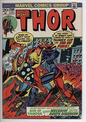 Buy The Mighty Thor 208 Marvel Comic Book 1972 God Of Thunder Versus Mercurio • 11.38£
