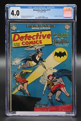 Buy Detective Comics (1937) #171 Mortimer Penguin Cover CGC 4.0 Blue Label OW Pages • 442.35£