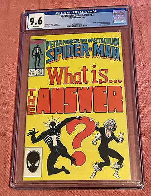Buy Spectacular Spider-Man #92 CGC 9.6, White Pages, 1st App The Answer, Marvel! • 55.18£
