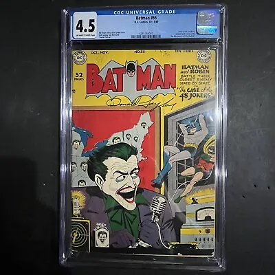 Buy 1949 D.C. Comics BATMAN 55 CGC 4.5 CLASSIC Joker Cover And Story • 1,099.85£