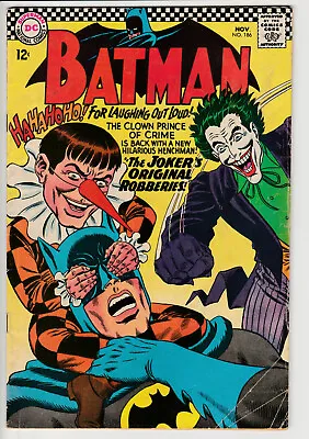 Buy Batman #186 - 1966 - Vintage Silver Age - DC Comics - Joker Cover Robin Superman • 21£