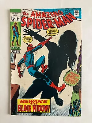 Buy Amazing Spider-Man #86 (1970) 1st New Black Widow Costume | Romita Cover | FN+ • 79.05£