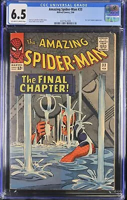 Buy Amazing Spider-Man #33 CGC FN+ 6.5 Classic Cover Stan Lee Ditko! Marvel 1966 • 335£