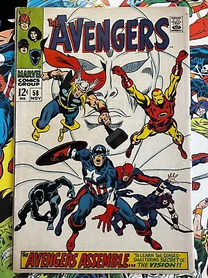 Buy Avengers #58 - Nov 1968.  Origin The Vision.  Marvel Comics.  VG- • 33.13£