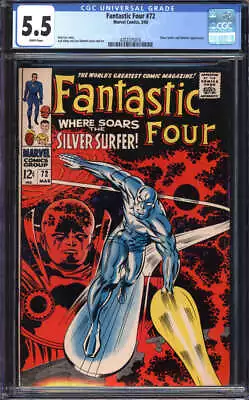 Buy Fantastic Four #72 Cgc 5.5 White Pages // Silver Surfer Cover + Appearance 1968 • 134.35£