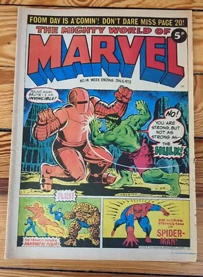 Buy MIGHTY WORLD OF MARVEL # 14 - 6 Jan 1973 Hulk, Spider-Man, Fan Four VG • 4£