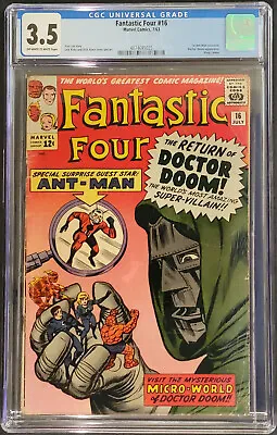 Buy Fantastic Four 16 CGC 3.5 1963 Doctor Doom Ant Man Wasp • 197.90£
