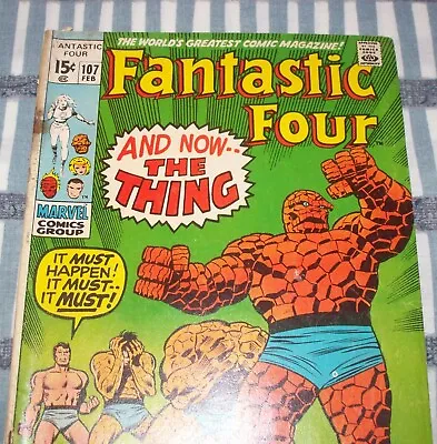 Buy The FANTASTIC FOUR #107 And Now The THING From Feb. 1971 In G/VG Condition • 12.06£
