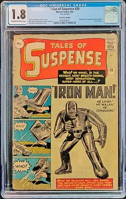 Buy TALES OF SUSPENSE #39 CGC 1.8 -  OFF WHITE TO WHITE  1ST IRONMAN (pence Variant) • 7,999£