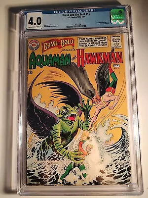 Buy Brave And The Bold #51, CGC 4.0, OW/W Pages, New Slab, DC 1963, Hawkman Aquaman • 197.90£