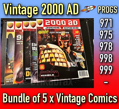 Buy 2000 AD 5 X Comic Bundle: Progs 971 975 978 998 & 999 Vintage Used 1990s #2AD9 • 4.99£
