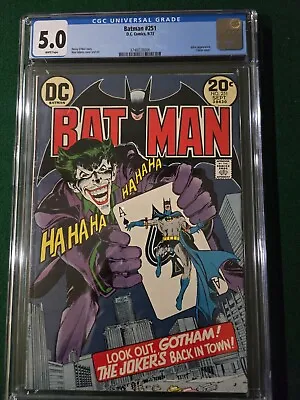 Buy Batman #251 CGC 5.0 White Pages 1973 Neal Adams Classic Joker Cvr • 395.76£