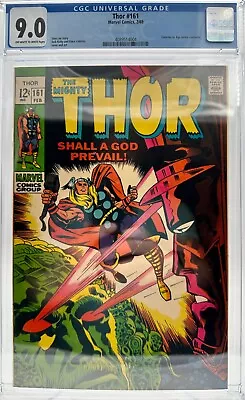 Buy The Mighty Thor #161 CGC 9.0 (Marvel 1969) Galactus Vs Ego Battle! Stan Lee ! • 238.33£