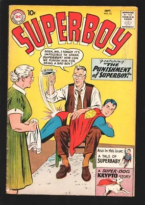 Buy Superboy #75-1959-DC-Spanking Cover-Features A Krypto Story-VG • 62.57£