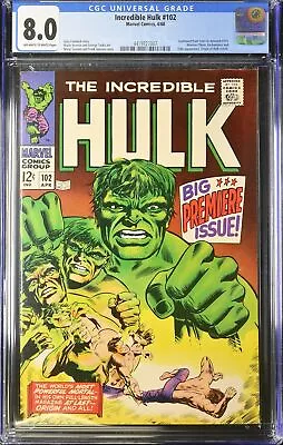 Buy Incredible Hulk #102 CGC VF 8.0 Continued From Tales To Astonish 101! Marvel • 329.96£